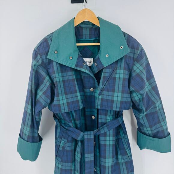Vintage Cambridge Plaid Trench Coat Size 8 | Ralph Lauren Classic Vibes Preppy - Picture 3 of 13